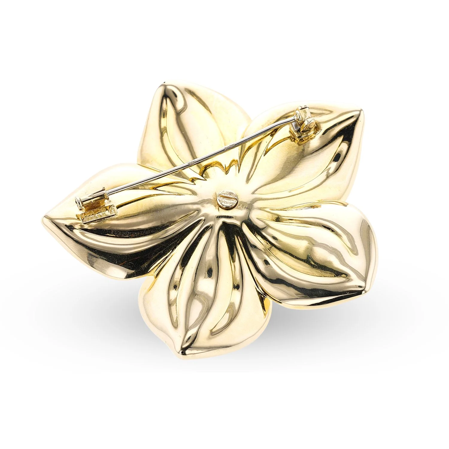 VAN CLEEF & ARPELS GOLD AND DIAMOND FLORAL BROOCH, 18K — RAF